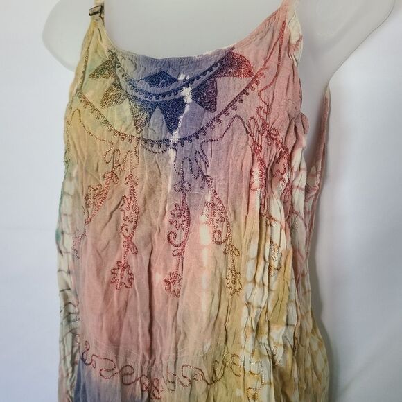 Bhag's 2000 Vintage Muted Rainbow Tie-dye O/S Maxi Dress - Picture 2 of 8